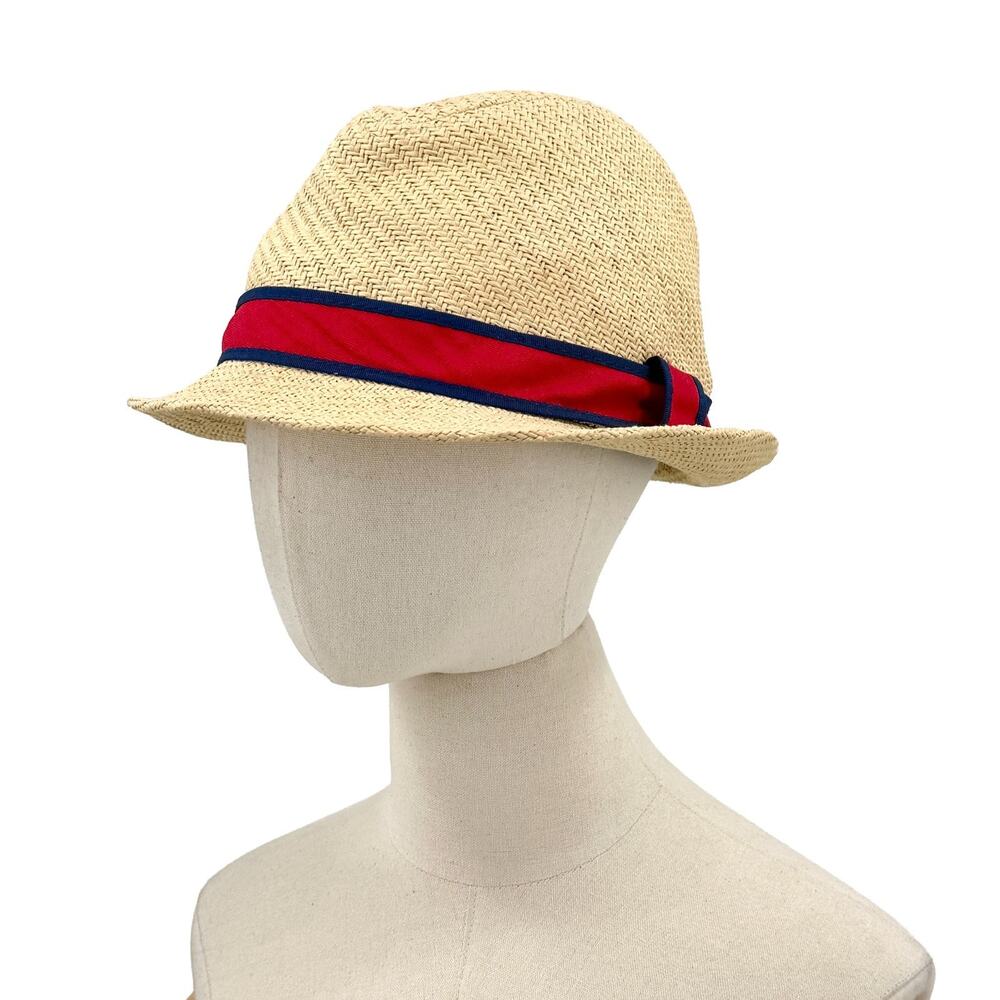 Glory by Goorin Brothers Tan Straw Red Navy Band Fedora Hat